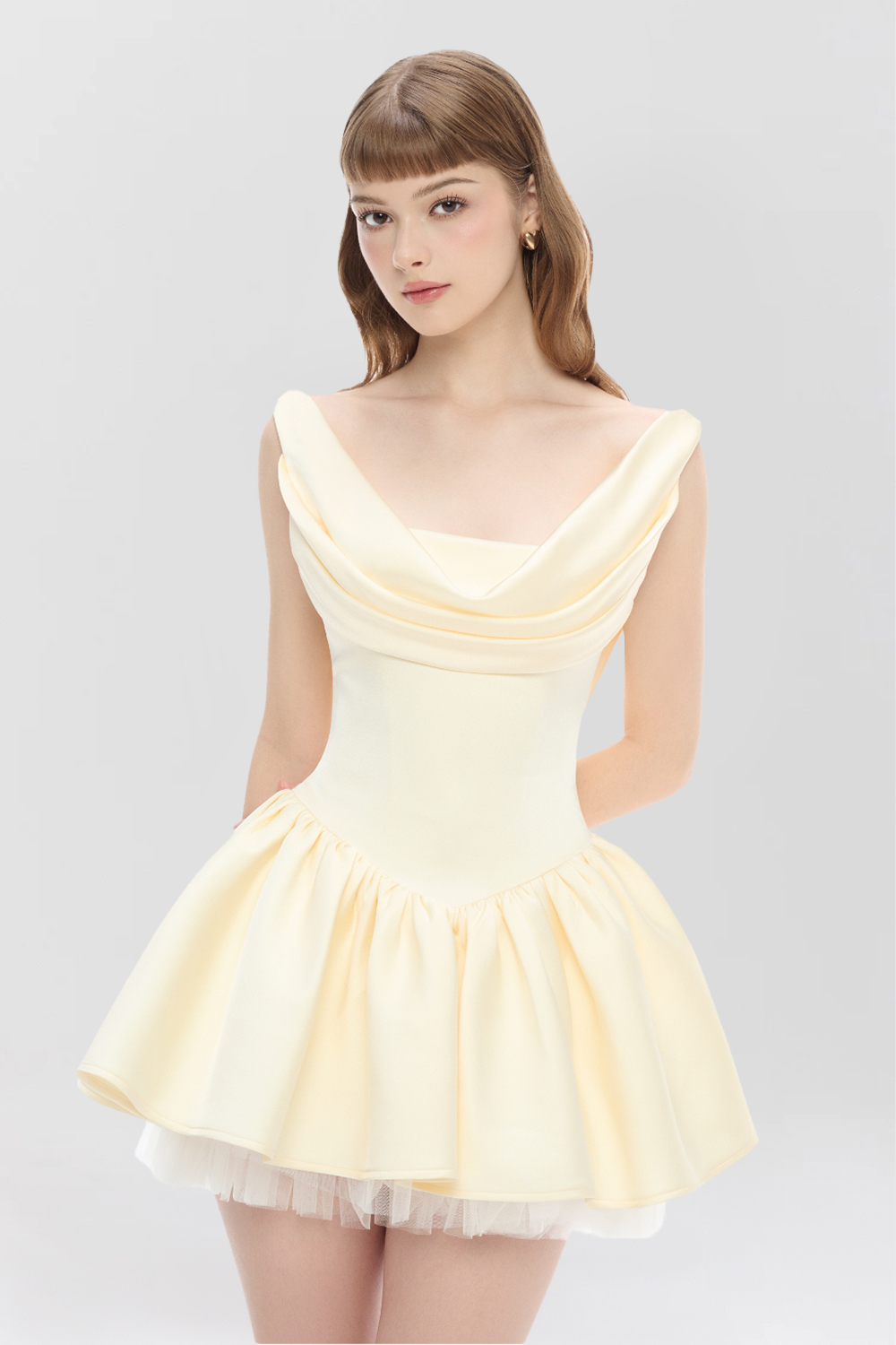 Draped Trim Cinch Waist Lace Up Backless Mini Dresses-Ivory [Pre Order]