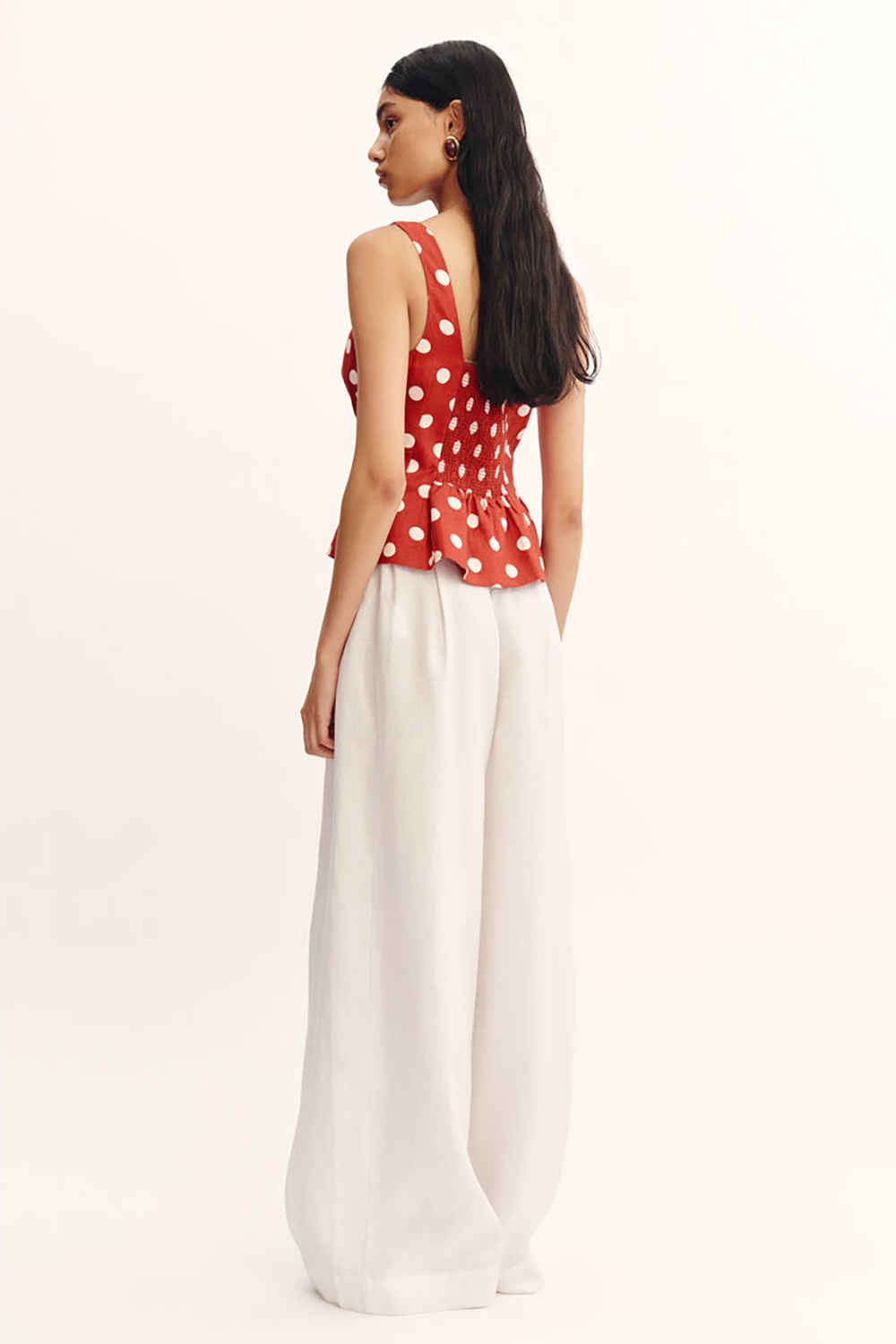 Polka Dot Print Cinch Waist Tank Top Shorts Matching Set-Red [Pre Order]
