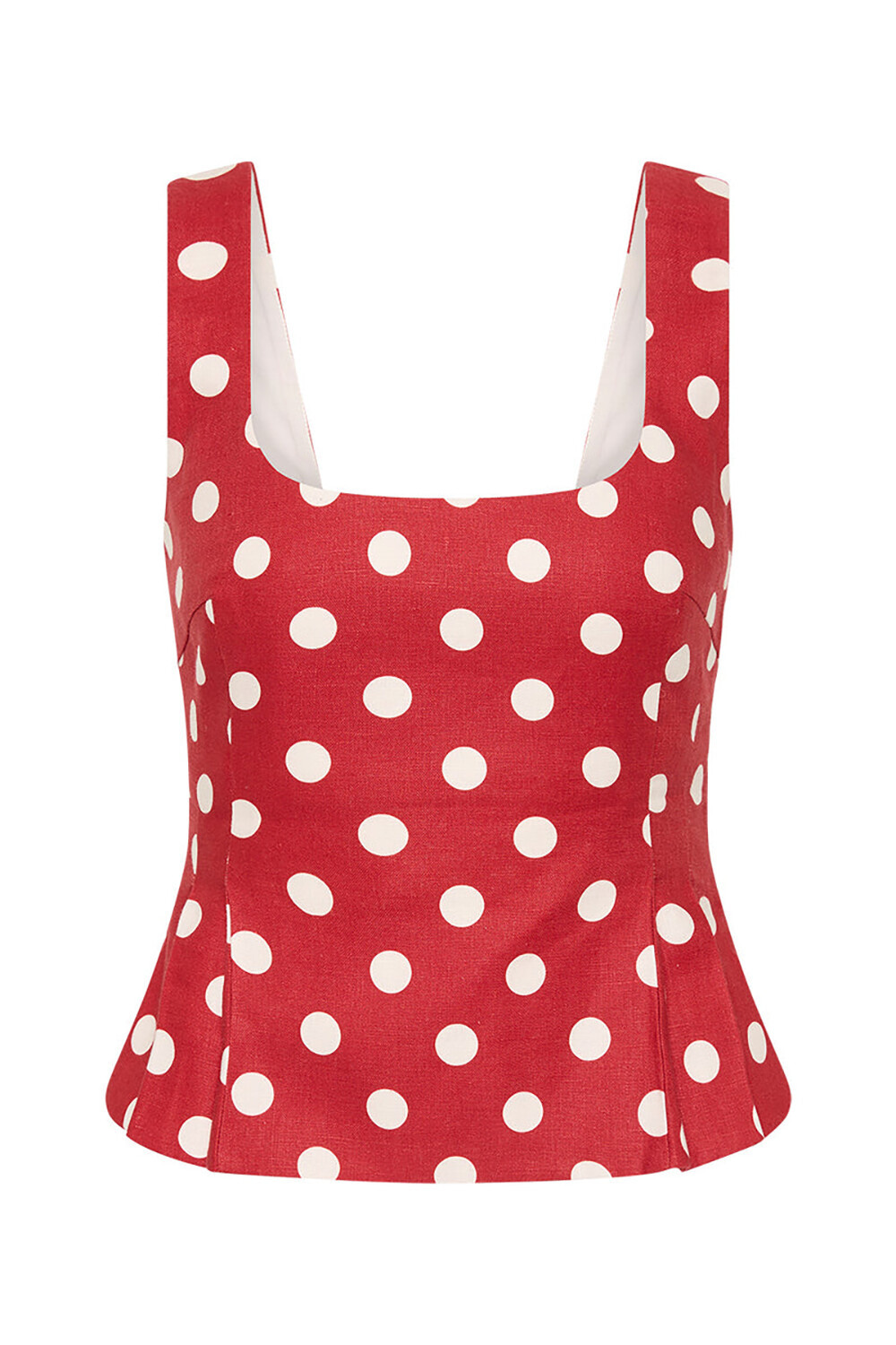 Polka Dot Print Cinch Waist Tank Top Shorts Matching Set-Red [Pre Order]