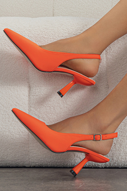 Casual Pointy Toe Slingback Strap Stiletto Heels-Black