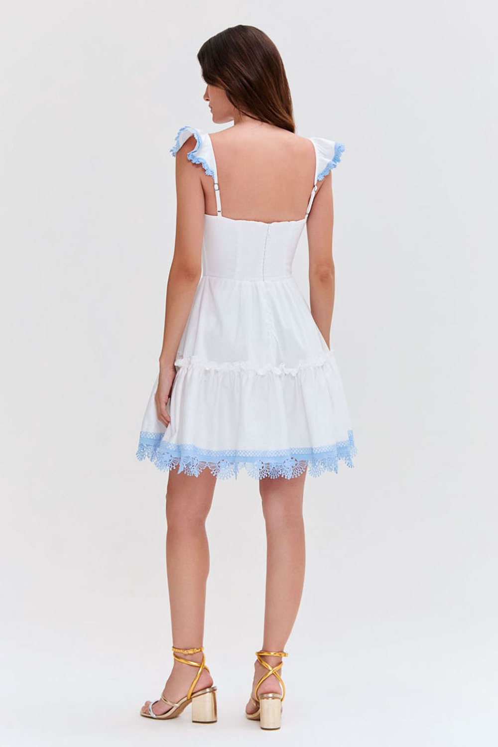 Lace Trim Butterfly Applique Corset A-Line Mini Dresses-White [Pre Order]