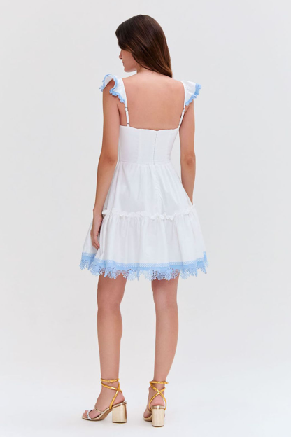 Lace Trim Butterfly Applique Corset A-Line Mini Dresses-White [Pre Order]