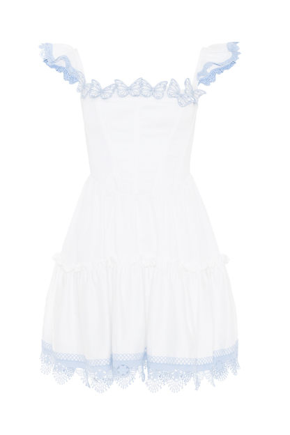 Lace Trim Butterfly Applique Corset A-Line Mini Dresses-White [Pre Order]