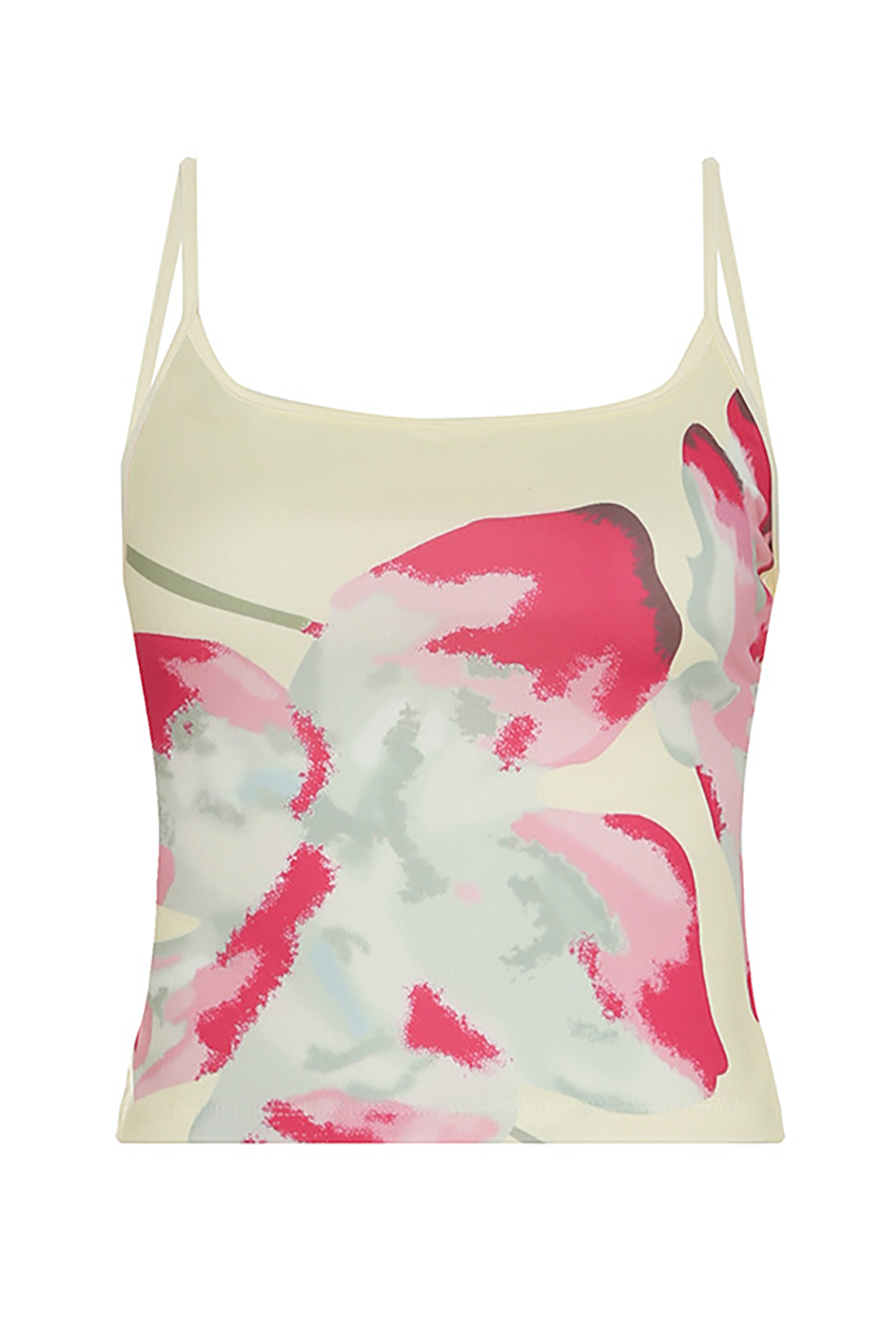 Floral Print Crop Cami Irregular Midi Skirt Matching Set-Beige