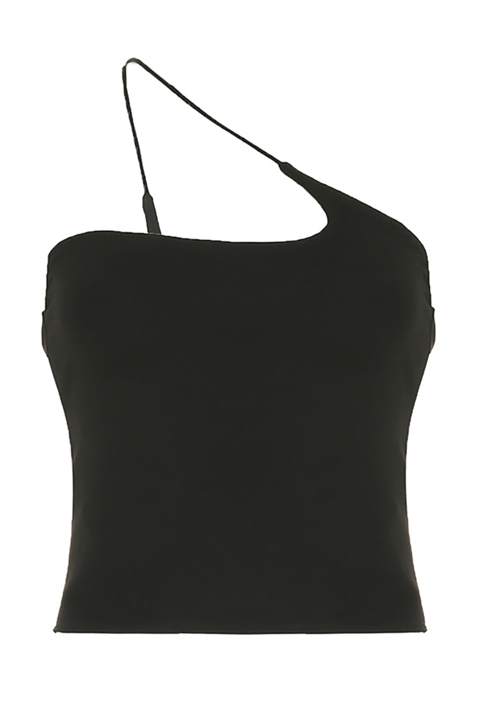 Sleeveless One Shoulder Slim Fit Knit Irregular Crop Top-White