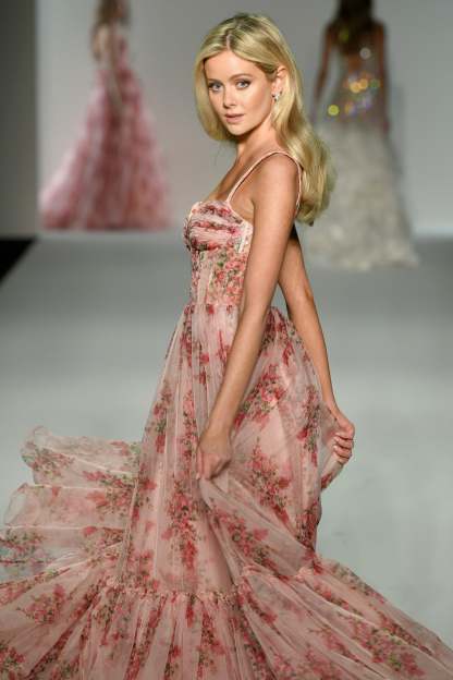 Floral Print Corset Design Flowy Gowns Slip Maxi Dresses-Pink [Pre Order]