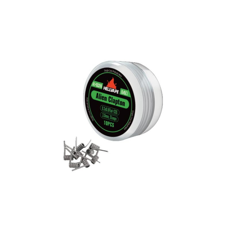 [Global-CN02][Pre-order] Hellvape A1+SS316 Single Core Alien Clapton Prebuilt Wire 0.3*0.8Flat+32Ga (0.45ohm) (10Pcs/Pack)