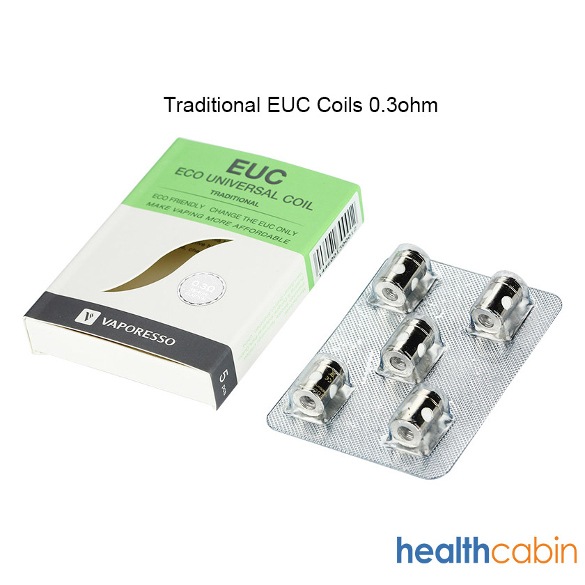 [Global-CN02] Vaporesso EUC Core Coils (0.3ohm & 0.4ohm & 0.5ohm & 0.6ohm) for Vaporesso Veco Tank & Veco Plus Tank & Tarot Nano Kit & Nebula Kit (5pcs/pack)