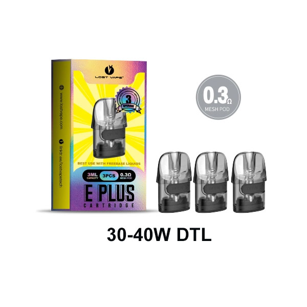 [Global-CN02] Lost Vape E-Plus Cartridge for Thelema Elite 40 Kit / Thelema Elite Art 40 Kit / Centaurus E40 Max Kit / Centaurus E40 Kit / Thelema Nano Kit /Centaurus E40 Ultra Kit (3pcs/pack)