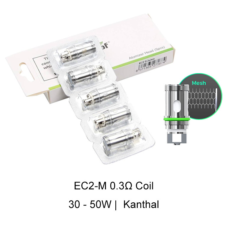 [Global-CN02] Eleaf EC Series Coil Heads for Eleaf iJust S/ iJust 2/ 2 Mini/ iJust ECM Tank, Melo/ Melo 2/ Melo 3/ Melo 3 Mini/ Melo 3 Nano/ Melo 4/ Melo 5/ Melo 6 Tank, Lemo 3, Atlantis & Atlantis 2 & Atalantis Mega iStick X80 ,iStick XC100 Kit (5pcs/pac