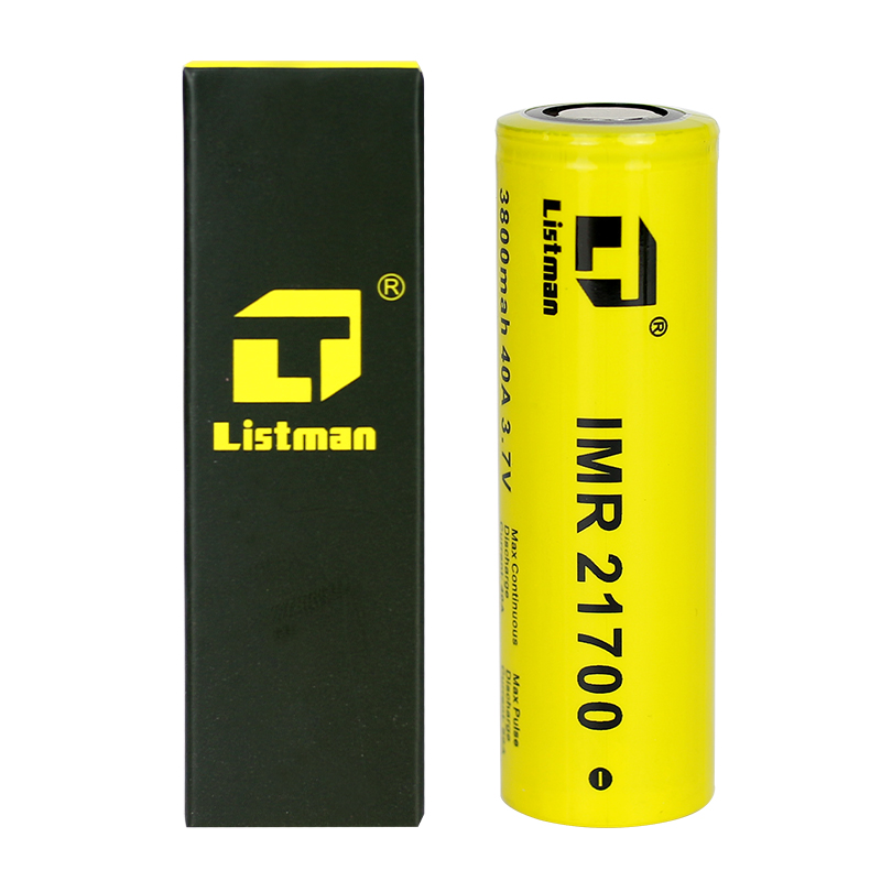 [Global-CN04] 2pcs Listman IMR 21700 3800mAh 40A Flat Top Li-ion Rechargeable Battery