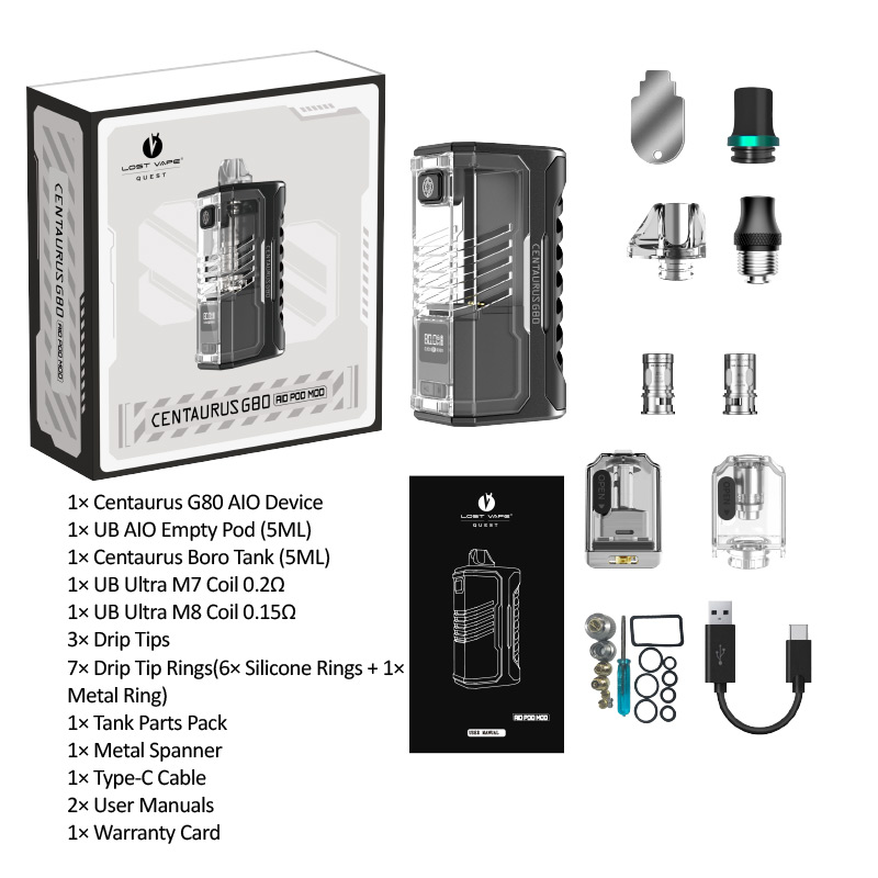 [Global-CN02] Lost Vape Centaurus G80 AIO Pod Mod Kit 5ml