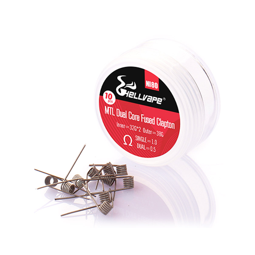 [Global-CN02] Hellvape Ni80 MTL Dual Core Fused Clapton Prebuilt Wire 32Ga*2+38Ga (1.0ohm)(10Pcs/Pack)