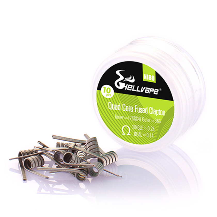 [Global-CN02] Hellvape Ni80 Quad Core Fused Clapton Prebuilt Wire 28Ga*4+36Ga (0.28ohm)(10Pcs/Pack)