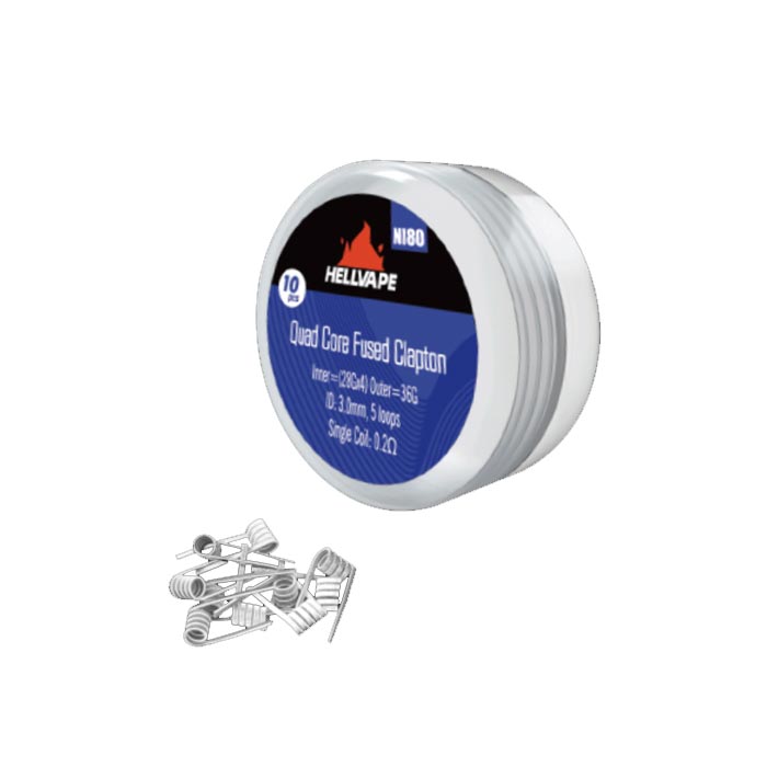 [Global-CN02] Hellvape Ni80 Quad Core Fused Clapton Prebuilt Wire 28Ga*4+36Ga (0.2ohm) (10Pcs/Pack)