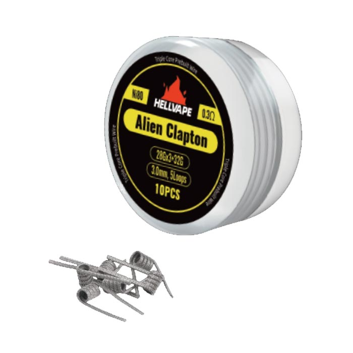 [Global-CN02] Hellvape Ni80 Triple Core Alien Clapton Prebuilt Coil 28Ga*3+32Ga (0.3ohm) (10Pcs/Pack)