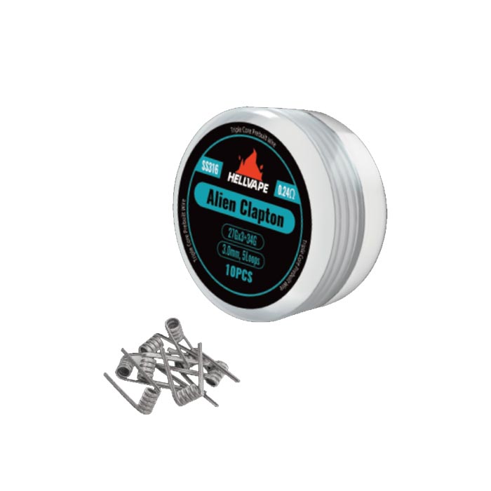 [Global-CN02] Hellvape SS316 Triple Core Alien Clapton Prebuilt Coil 27 Ga*3+34Ga (0.24ohm) (10Pcs/Pack)