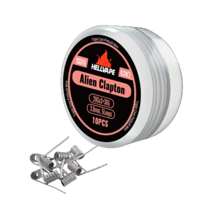 [Global-CN02] Hellvape SS316 Triple Core Alien Clapton Prebuilt Wire 28Ga*3+36Ga (0.24ohm) (10Pcs/Pack)