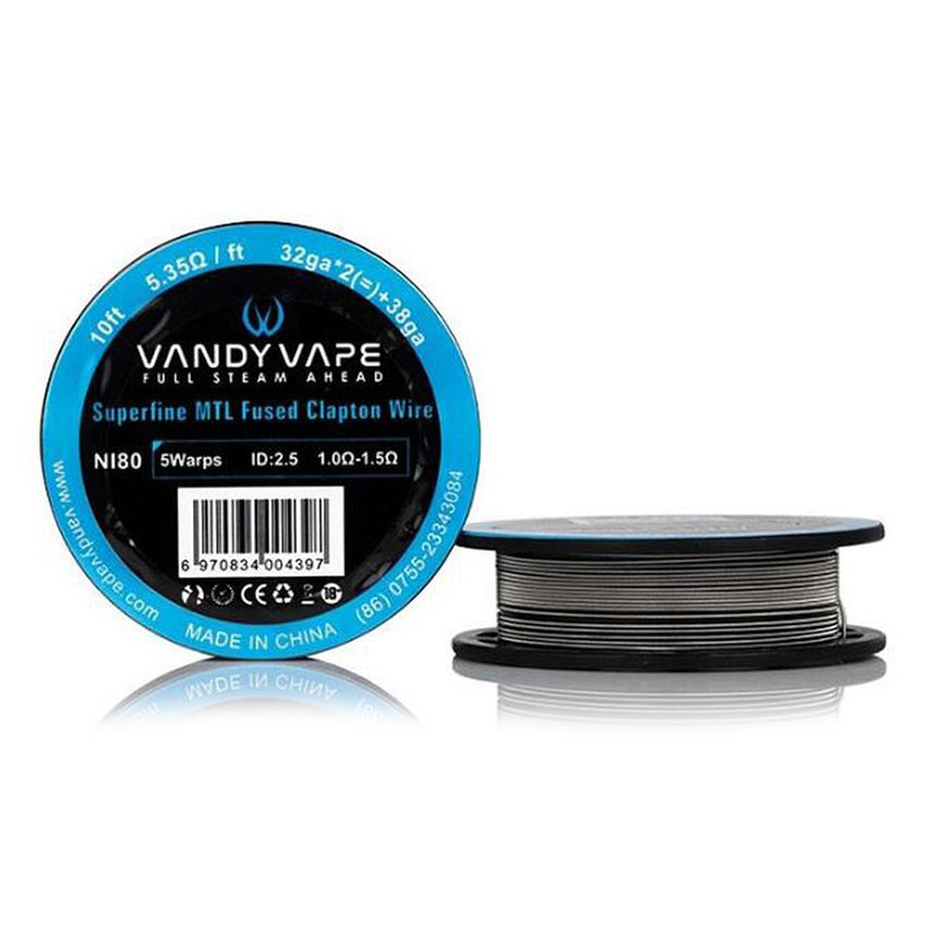 [Global-CN02] 10ft Vandy vape Ni80 Superfine MTL Fused Clapton Wire 32ga*2(=)+38ga (5.35ohm/ft)