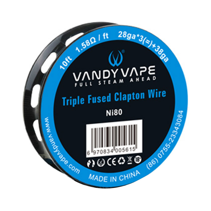 [Global-CN02] 10ft Vandy Vape Triple Fused Clapton Wire NI80 28ga*3(=)+38ga 1.58ohm