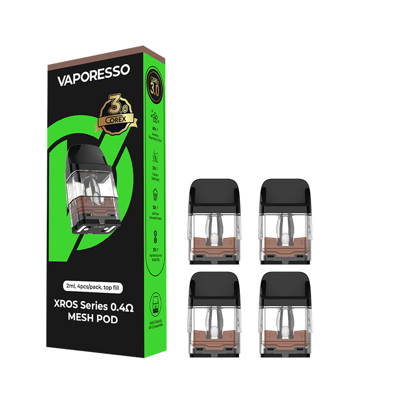 [Global-CN02] Vaporesso Xros Series Corex 3.0 Pod Cartridge for Xros 5/ Xros 5 MINI/ Xros / Xros 2 / Xros Mini / Xros 3 / Xros 3 Mini / Xros Nano / Xros 3 Nano / Xros Pro / Xros Cube / Xros 4 / Xros 4 Mini/Xros 4 Nano 2ml / 3ml (4pcs/pack)