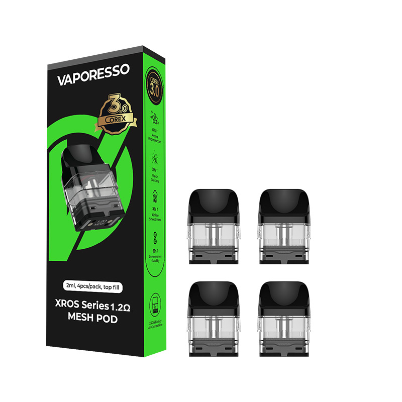 [Global-CN02] Vaporesso Xros Series Corex 3.0 Pod Cartridge for Xros 5/ Xros 5 MINI/ Xros / Xros 2 / Xros Mini / Xros 3 / Xros 3 Mini / Xros Nano / Xros 3 Nano / Xros Pro / Xros Cube / Xros 4 / Xros 4 Mini/Xros 4 Nano 2ml / 3ml (4pcs/pack)