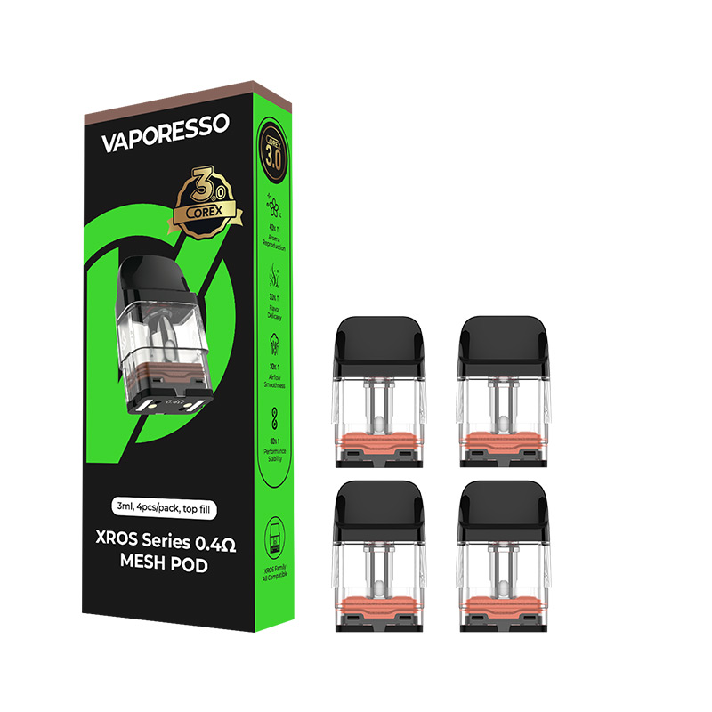 [Global-CN02] Vaporesso Xros Series Corex 3.0 Pod Cartridge for Xros 5/ Xros 5 MINI/ Xros / Xros 2 / Xros Mini / Xros 3 / Xros 3 Mini / Xros Nano / Xros 3 Nano / Xros Pro / Xros Cube / Xros 4 / Xros 4 Mini/Xros 4 Nano 2ml / 3ml (4pcs/pack)