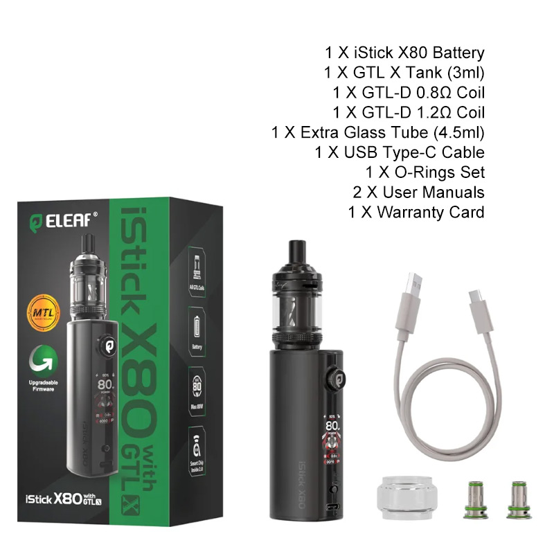 [Global-CN02][Pre-order] Eleaf iStick X80 Mod Kit with GTL X Tank 3200mAh 3ml