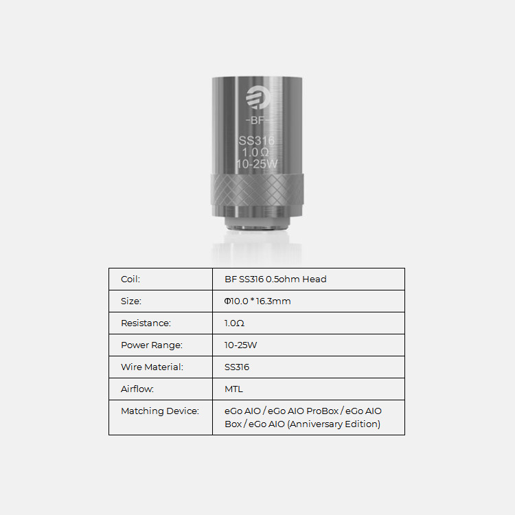 [Global-CN02] Joyetech BF Series Coil Head for Cubis & Cuboid Mini Atomizer & Egrip II & Aio & Aio D16 & Aio D22 & AIO PRO C & AIO PRO XL & AIO PRO & Cubis Pro & Evic Aio & AIO BOX (5pcs/pack)