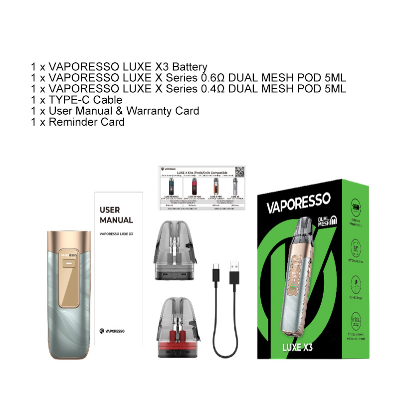 [Global-CN02] Vaporesso LUXE X3 Pod Mod Kit 2600mAh 5ml 