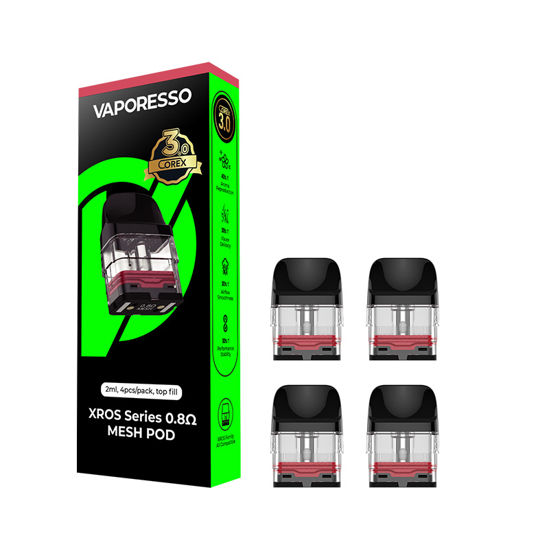 [Global-CN02] Vaporesso Xros Series Corex 3.0 Pod Cartridge for Xros 5/ Xros 5 MINI/ Xros / Xros 2 / Xros Mini / Xros 3 / Xros 3 Mini / Xros Nano / Xros 3 Nano / Xros Pro / Xros Cube / Xros 4 / Xros 4 Mini/Xros 4 Nano 2ml / 3ml (4pcs/pack)