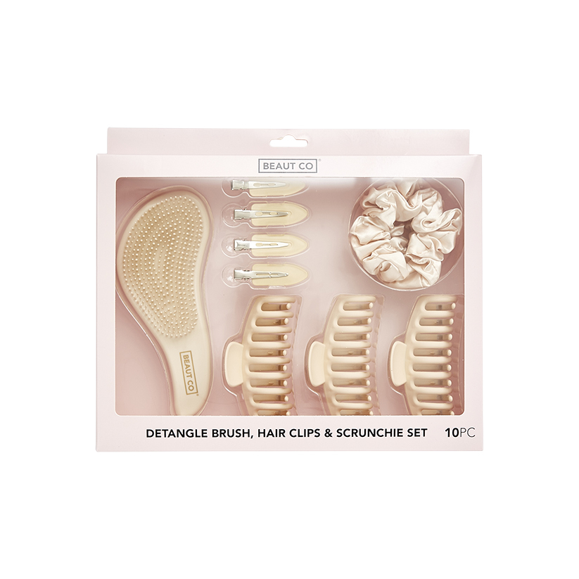Beaut Co Clip, Scrunchie & Brush Set