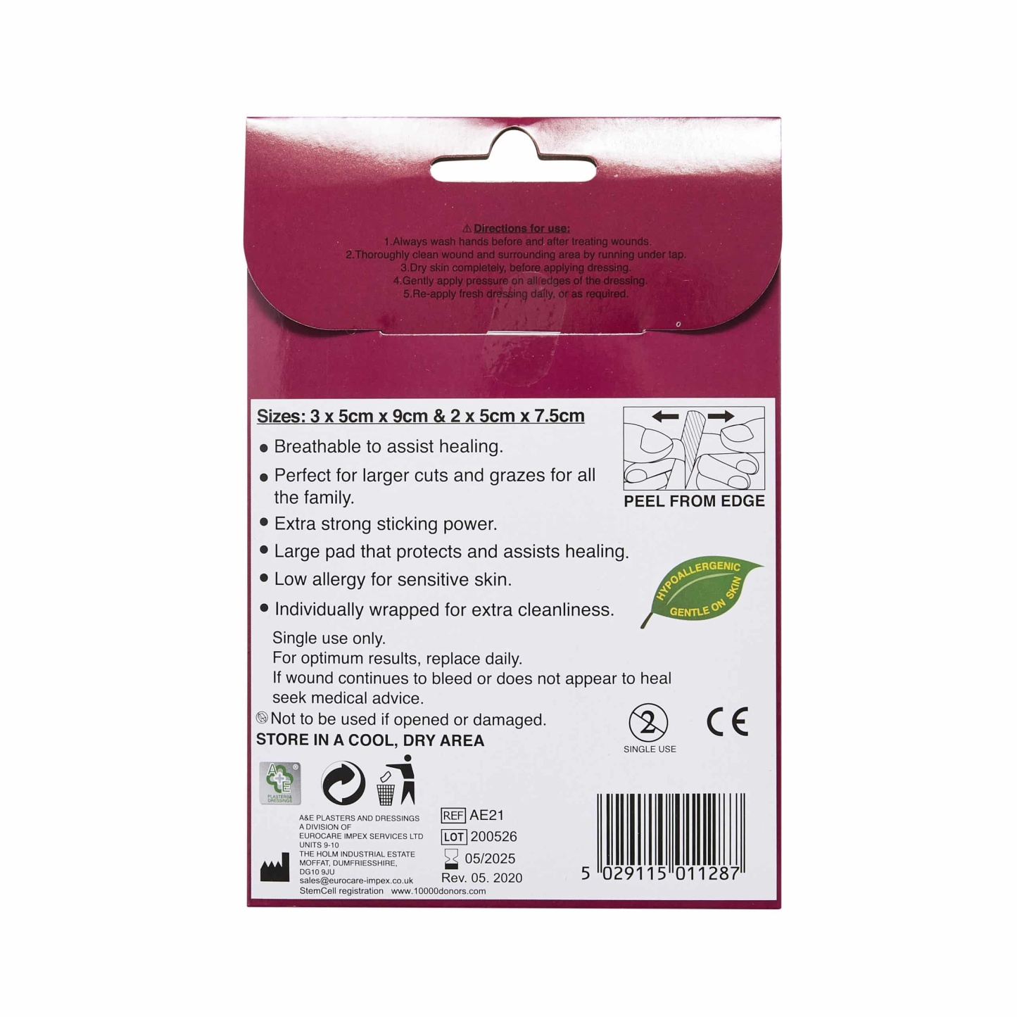 A&E Large Plaster Dressings 5's