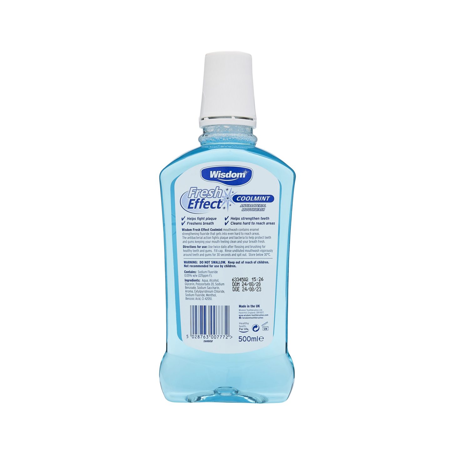 Wisdom Fresh Effect Cool Mint Mouthwash 500ml