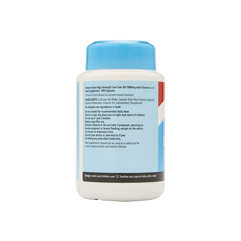 Vitamin Store High Strength Cod liver Oil 1000mg Capsules 180s