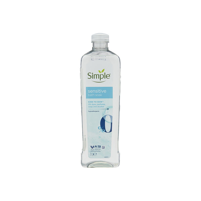 Simple Kind to Skin Sensitive Bath Soak Hypoallergenic for All Skin Types 1L