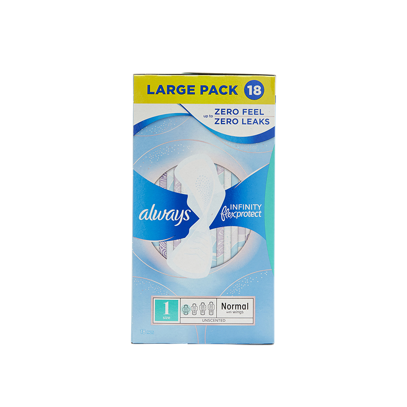 Always FlexProtect Sanitary Towels Size 1 with Wings 18’s