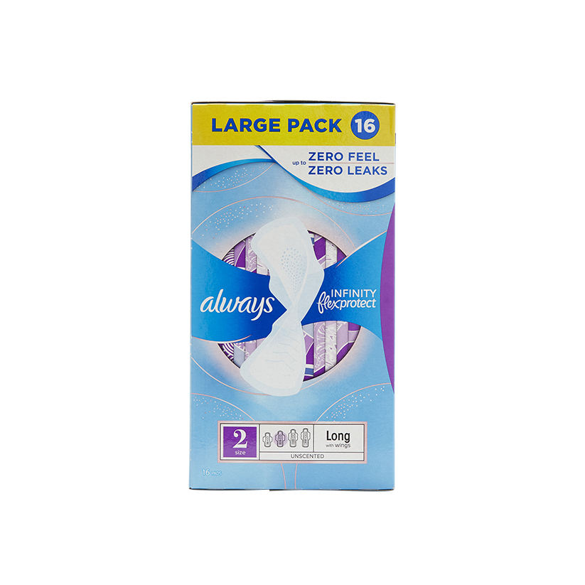 Always FlexProtect Sanitary Towels Size 2 Long with Wings 16’s