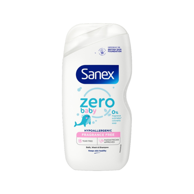 Sanex Zero% Baby Fragrance Free Bath, Wash & Shampoo 450ml