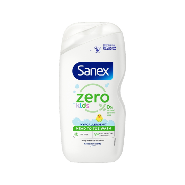 Sanex Zero % Kids Head To Toe Bodywash & Bath Foam  450ml