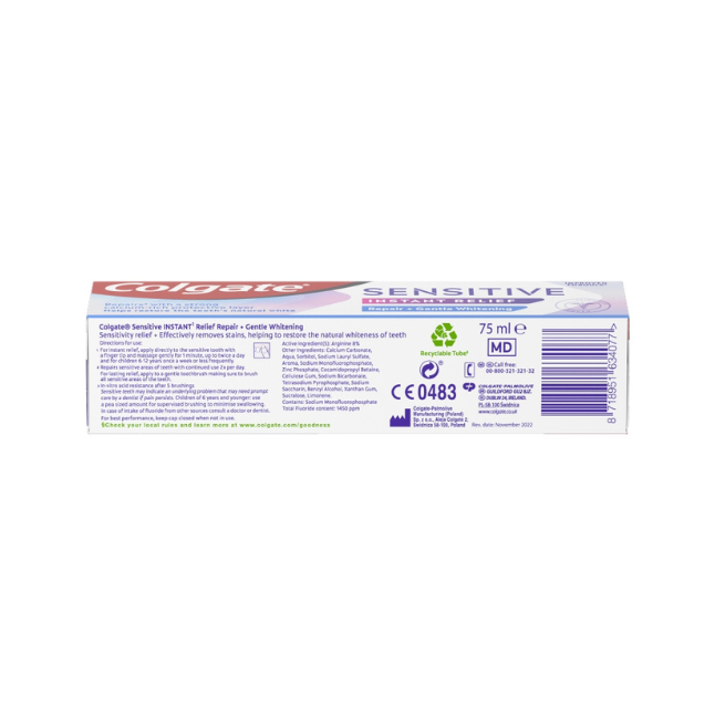 Colgate Toothpaste Sensitive Instant Relief Whitening 75ml