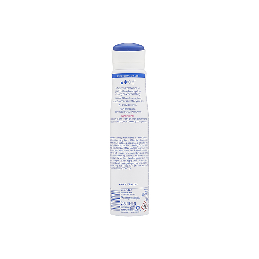 NIVEA Anti-Perspirant Deodorant Spray, Black & White Invisible 250ml