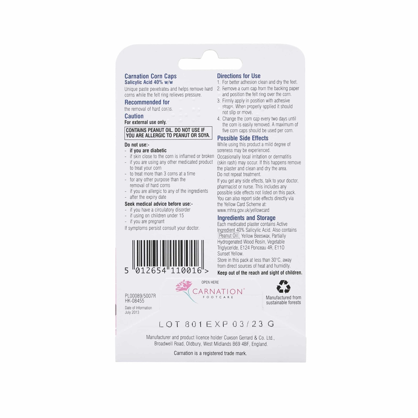 Carnation Corn Caps 5 Medicated Plasters