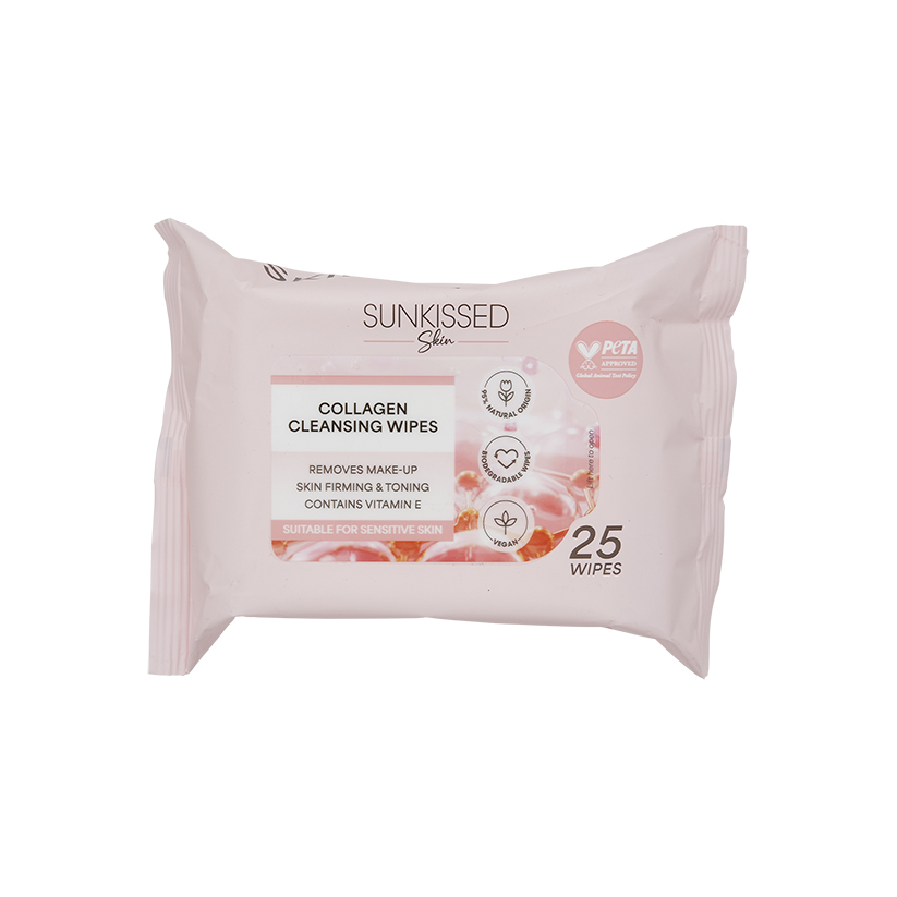 Sunkissed Skin Collagen Cleansing Face Wipes 25 Pack