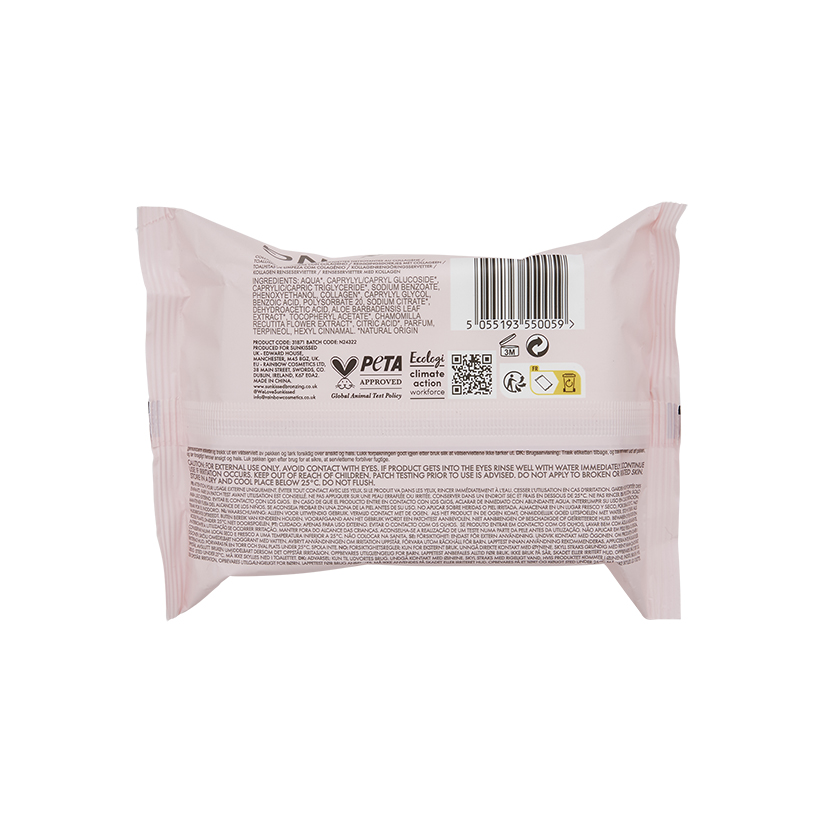 Sunkissed Skin Collagen Cleansing Face Wipes 25 Pack
