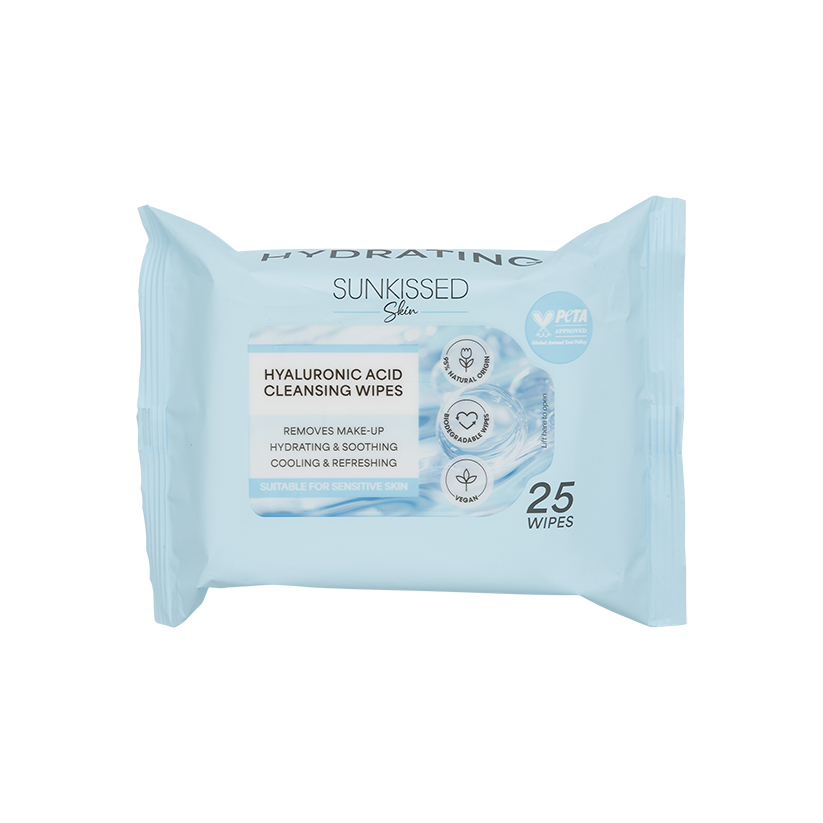 Sunkissed Skin Hyaluronic Acid Cleansing Face Wipes 25 Pack
