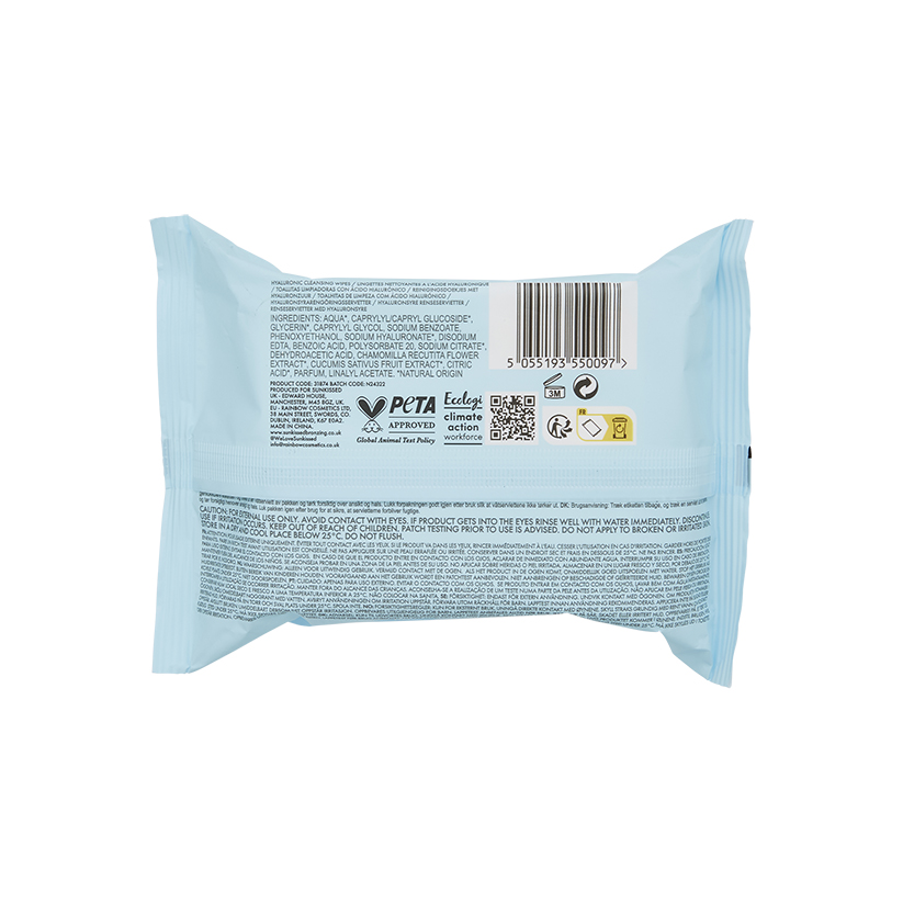 Sunkissed Skin Hyaluronic Acid Cleansing Face Wipes 25 Pack