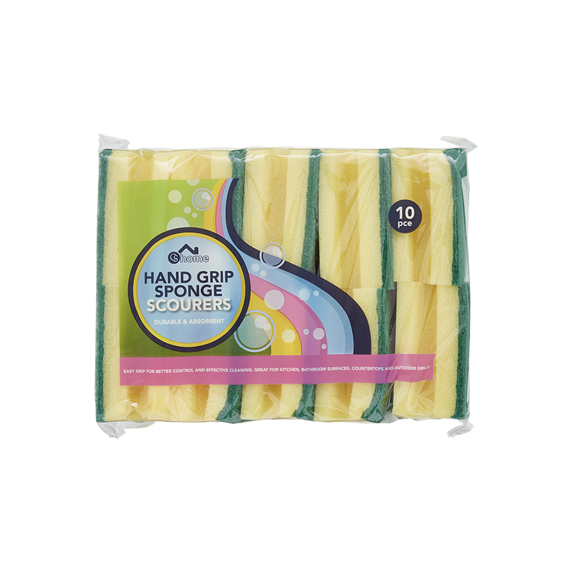 CS Home Hand Grip Sponge Scourers 10 Pack