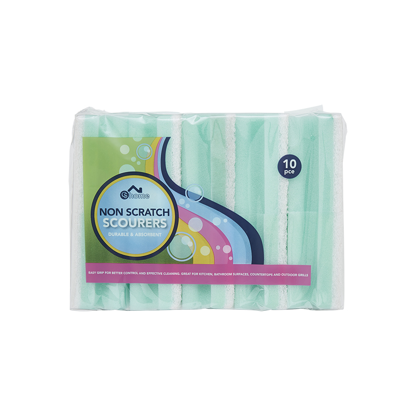 CS Home Hand Grip Sponge Scourers Non Scratch 10 Pack
