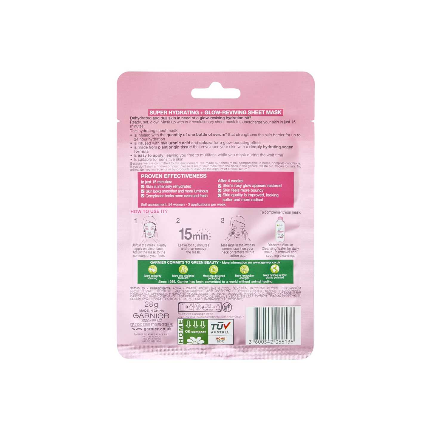 Garnier Moisture Bomb Sakura Hydrating Sheet Mask 28g